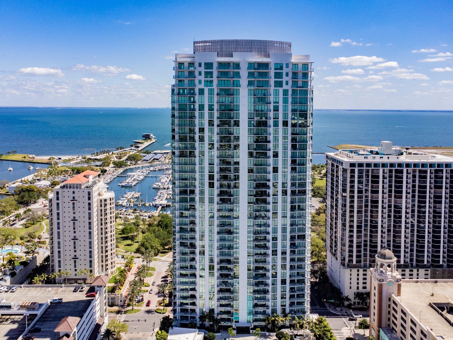 Aerial Photography by Craig Westerman in St. petersburg - skyline with ocean in the background.