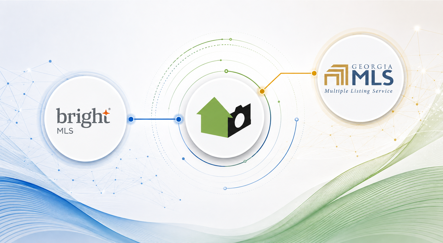 Graphic titled 'How Hometrack's Direct MLS Connections Work: BrightMLS and GAMLS' on a real estate p