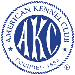 American Kennel Club logo: Blue and white circular emblem with 