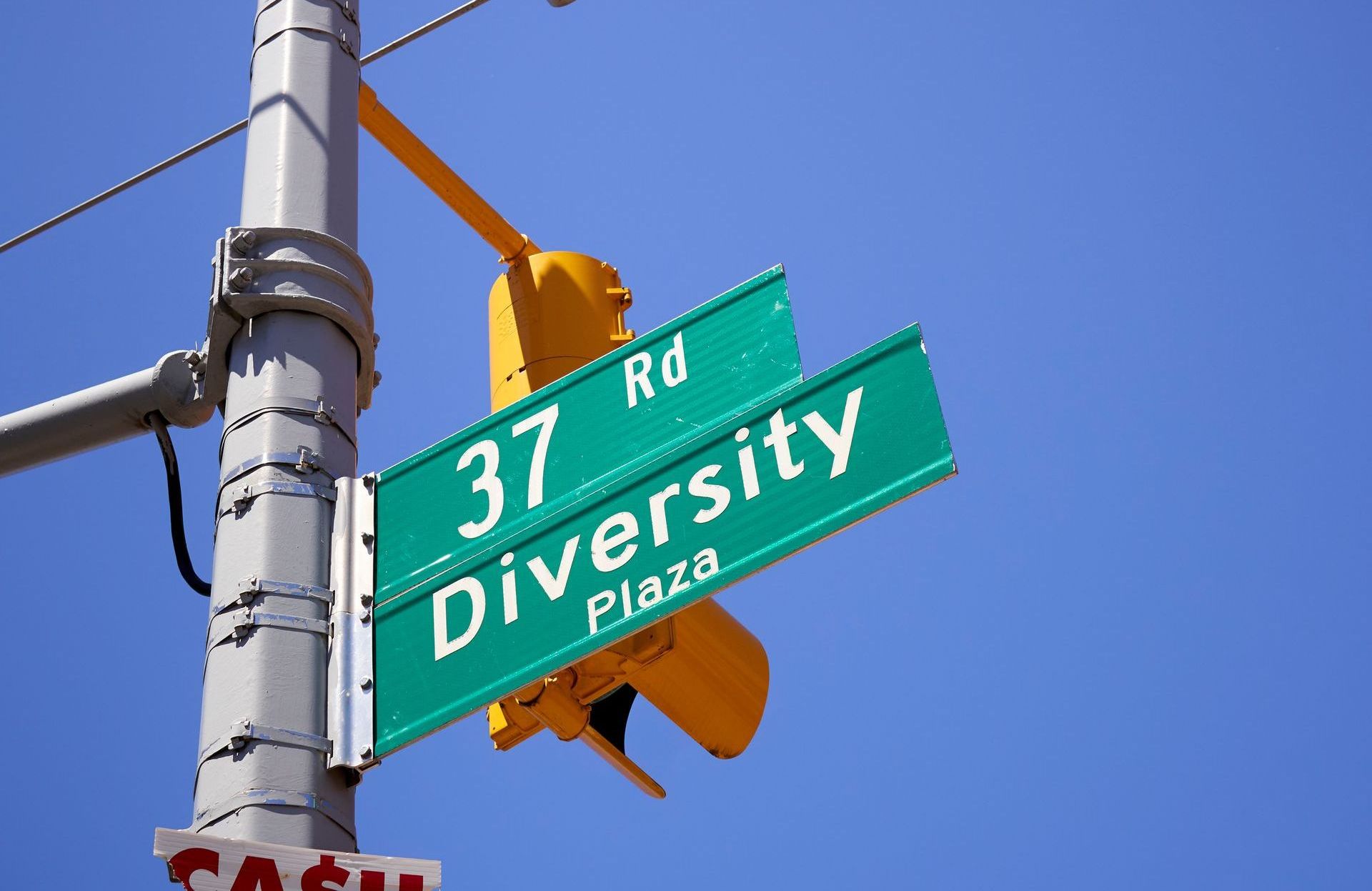 A street sign for 37 rd diversity plaza