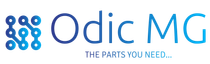 Odic MG logo with blue icon and text, plus tagline “THE PARTS YOU NEED...”
