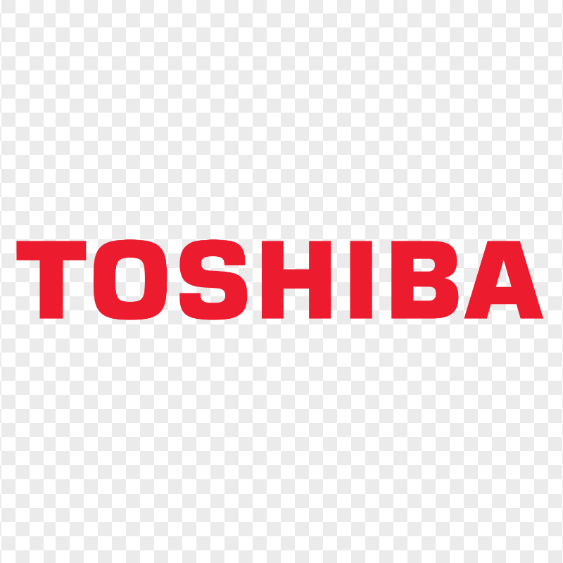Red Toshiba logo on a transparent background
