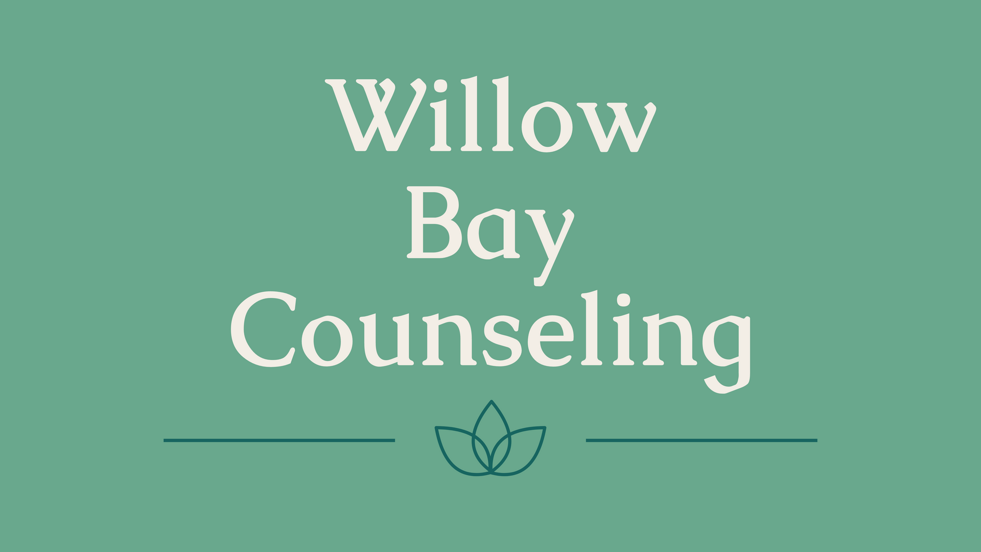 A logo for willow bay counseling on a green background.