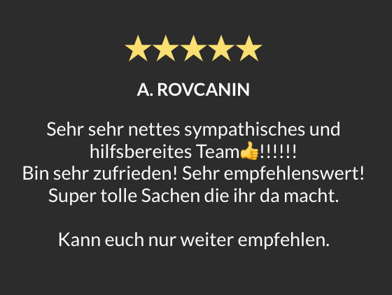 A five star review for a rovcanin in german