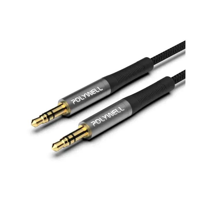 【POLYWELL】3.5mm AUX Stereo Audio Cable, 2 Meters, Male to Male, 3-Pole AUX Audio Cable
