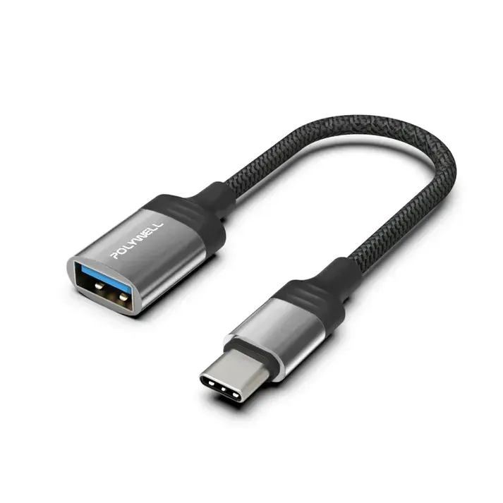 【POLYWELL】Type-C to USB 3.0 OTG Adapter Cable, 5Gbps Transfer Speed, Connects to USB Flash Drives, Laptops, Tablets, and Phones