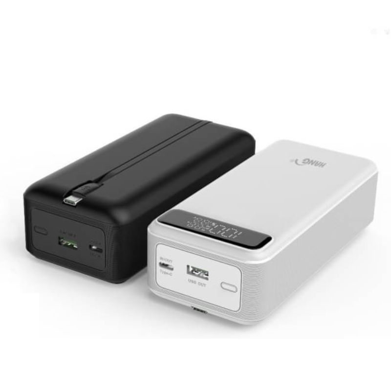 HANG 50W fast charging, large capacity 30000mAh, built-in cable, power bank with bidirectional PD fast charging.
