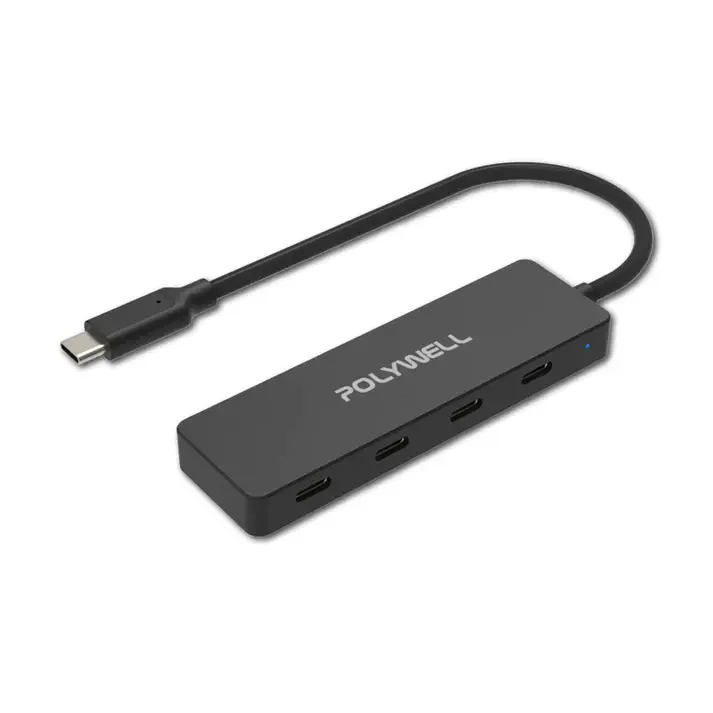 POLYWELL USB 3.2 Type-C 4-Port High-Speed Hub with 10Gbps Ports