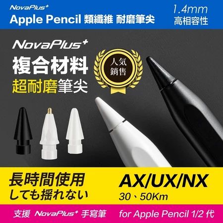 【NovaPlus】NX金屬筆尖ApplePencil 1/2代Pro/USB-C_適用類紙膜/耐磨極細阻尼感/書寫滑順