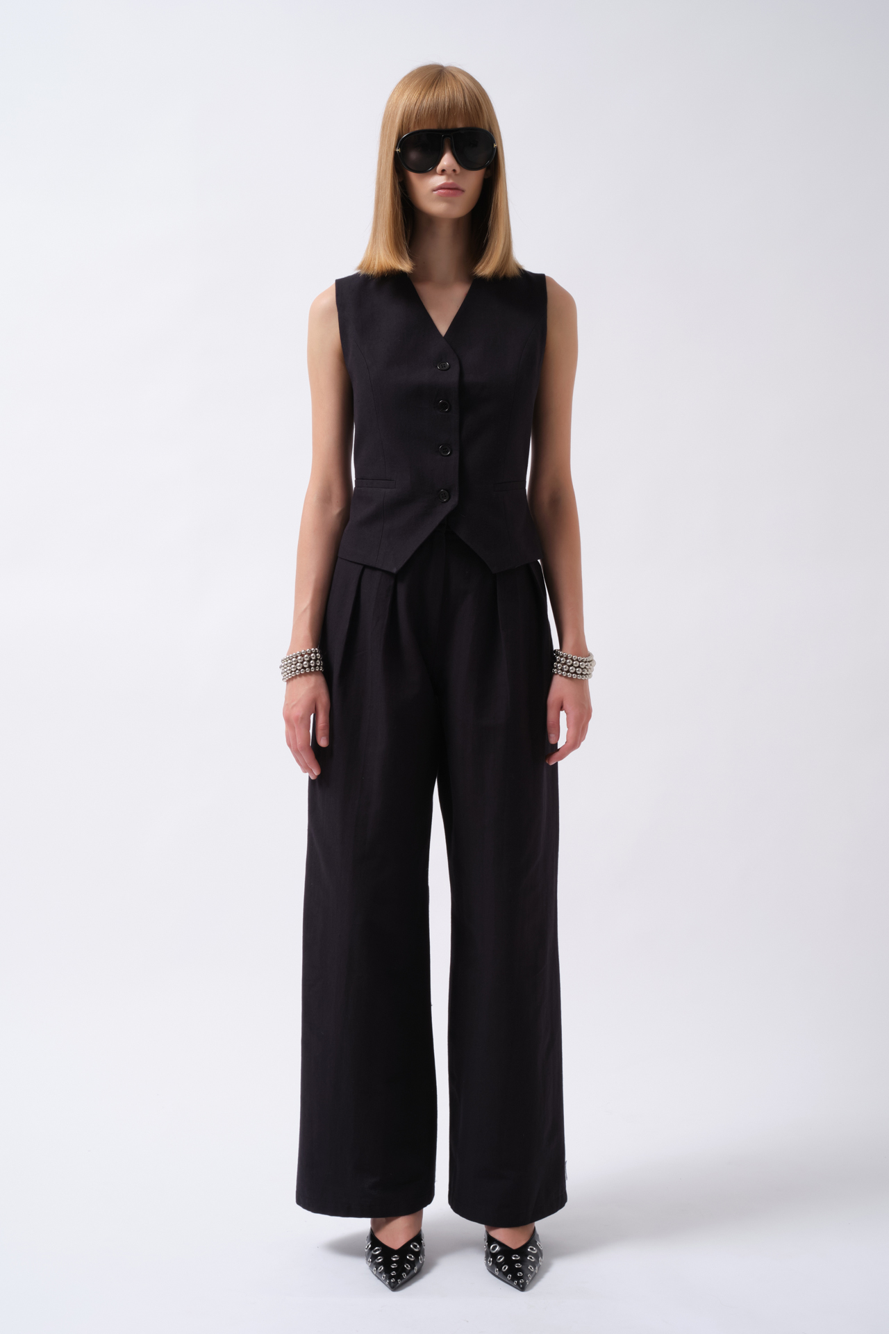 High Waist Wide Leg Pantalon  100% Katoen  Elegante Damesbroek
