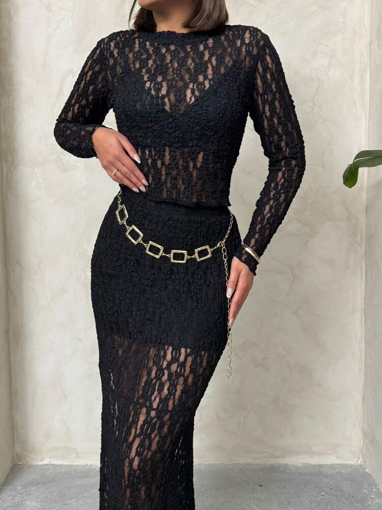 Midnight Elegance by AroeFashion - Dames Zwarte Kant Top