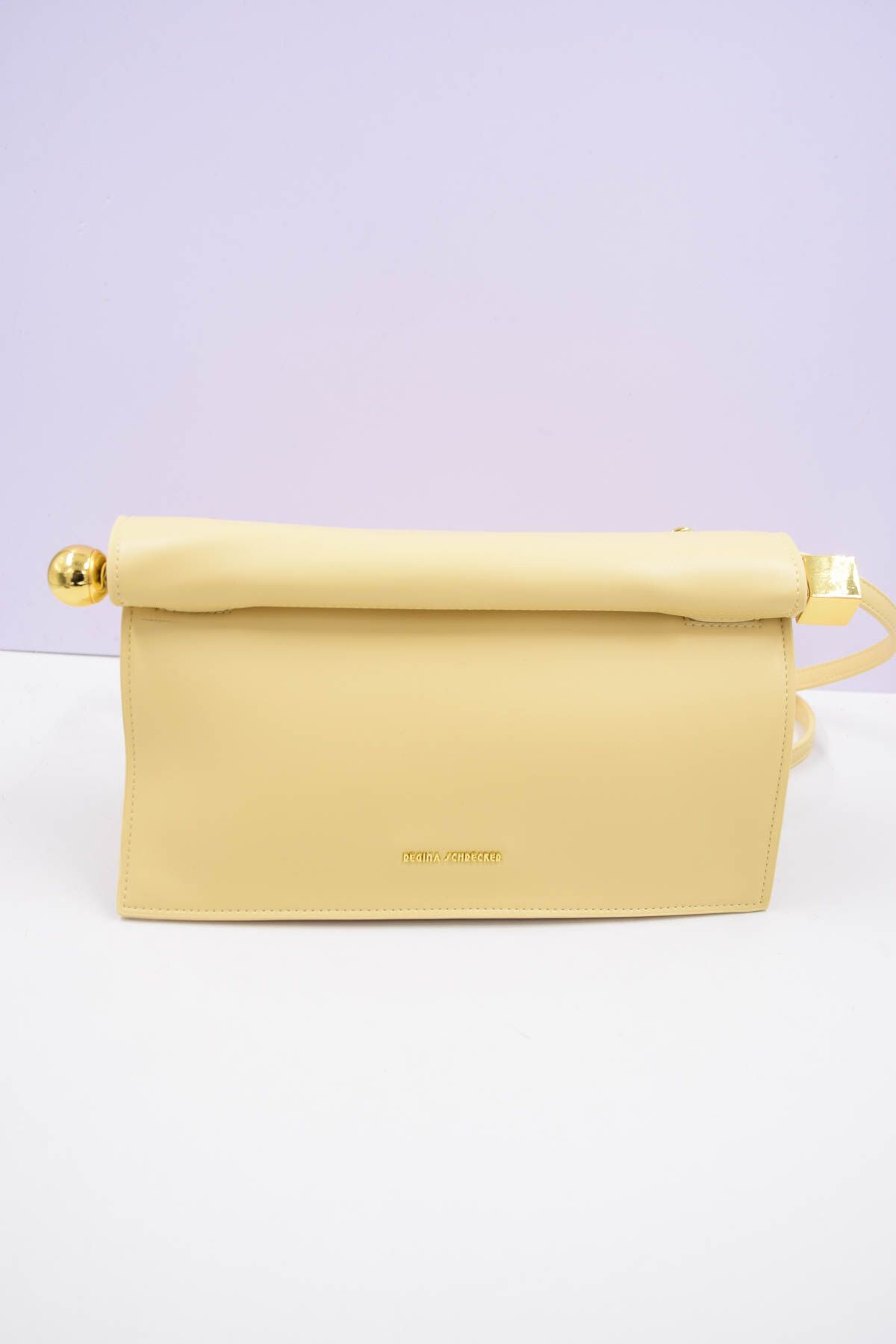 Italiaanse Luxe Dames Schoudertas Licht Geel Kunstleer met Magnetische Sluiting