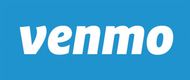 The white Venmo logo centered on a solid blue background.
