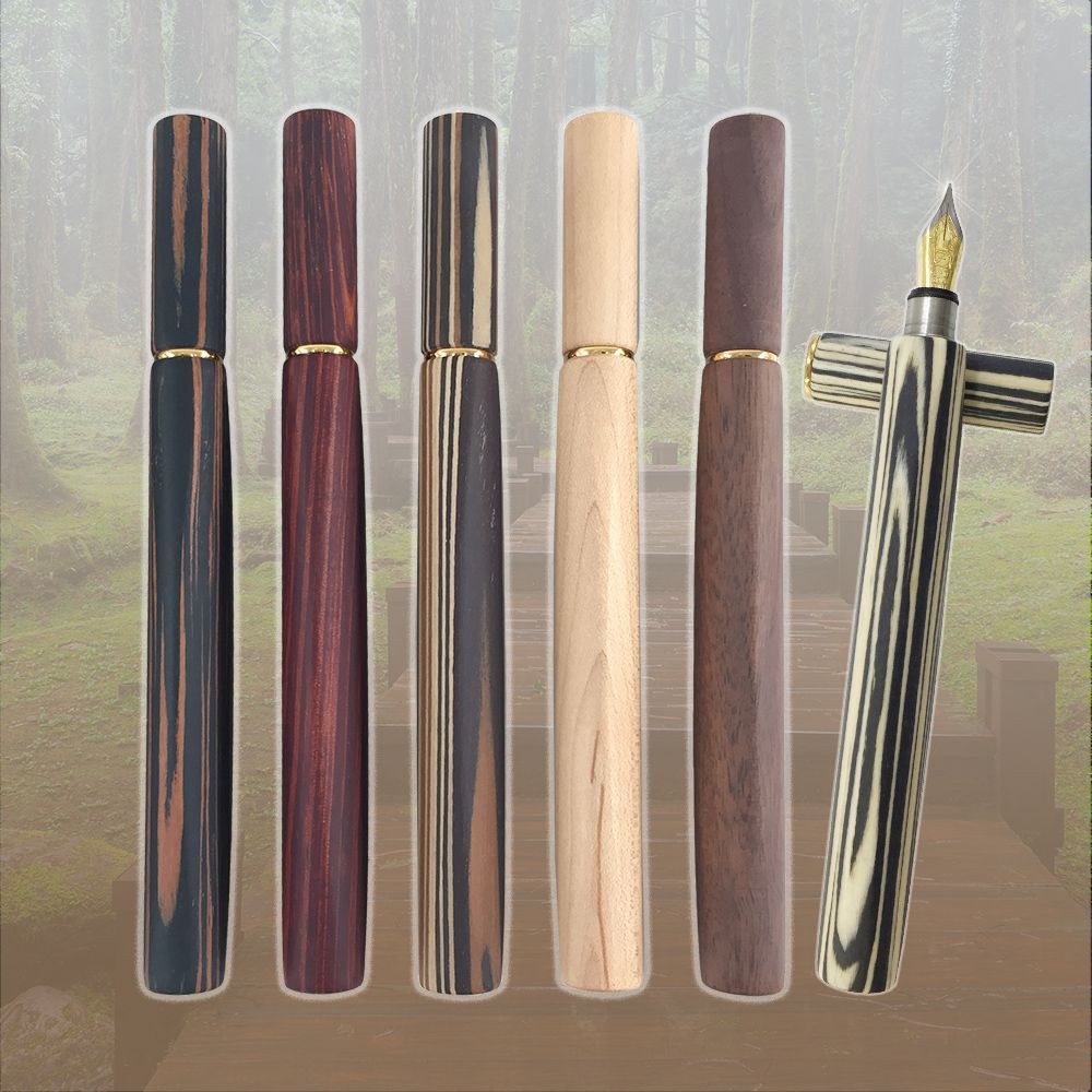 【DT&CREATION】Pluma estilográfica triangular de madera redonda y cuadrada