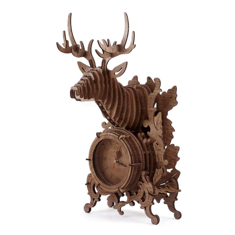 Reloj de reno de madera con rompecabezas 3D