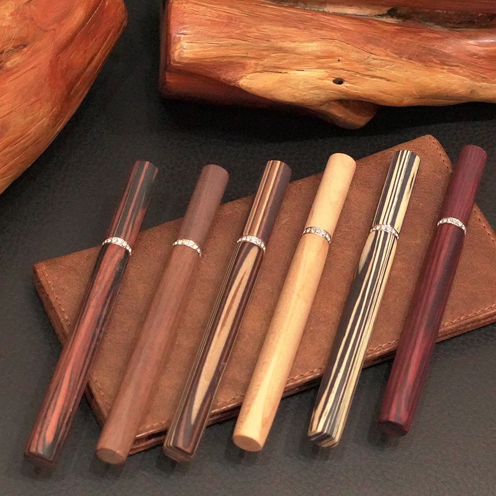 【DT&CREATION】Bolígrafo triangular de madera redondo y cuadrado - Versión de cristal