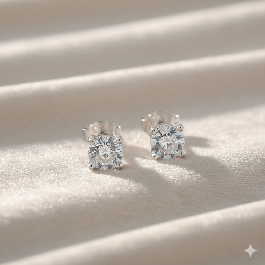 Pendientes brillantes de plata de ley 925 de DT&CREATION JEWEL - Plata reluciente