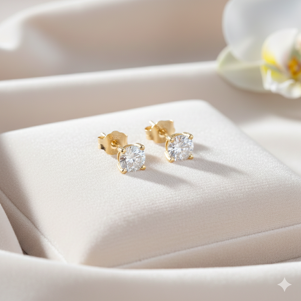 Pendientes brillantes de plata de ley 925 de DT&CREATION JEWEL - Oro de lujo