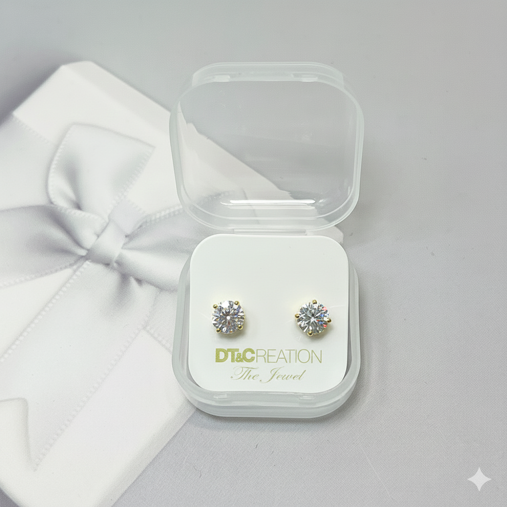 Pendientes brillantes de plata de ley 925 de DT&CREATION JEWEL - Oro de lujo