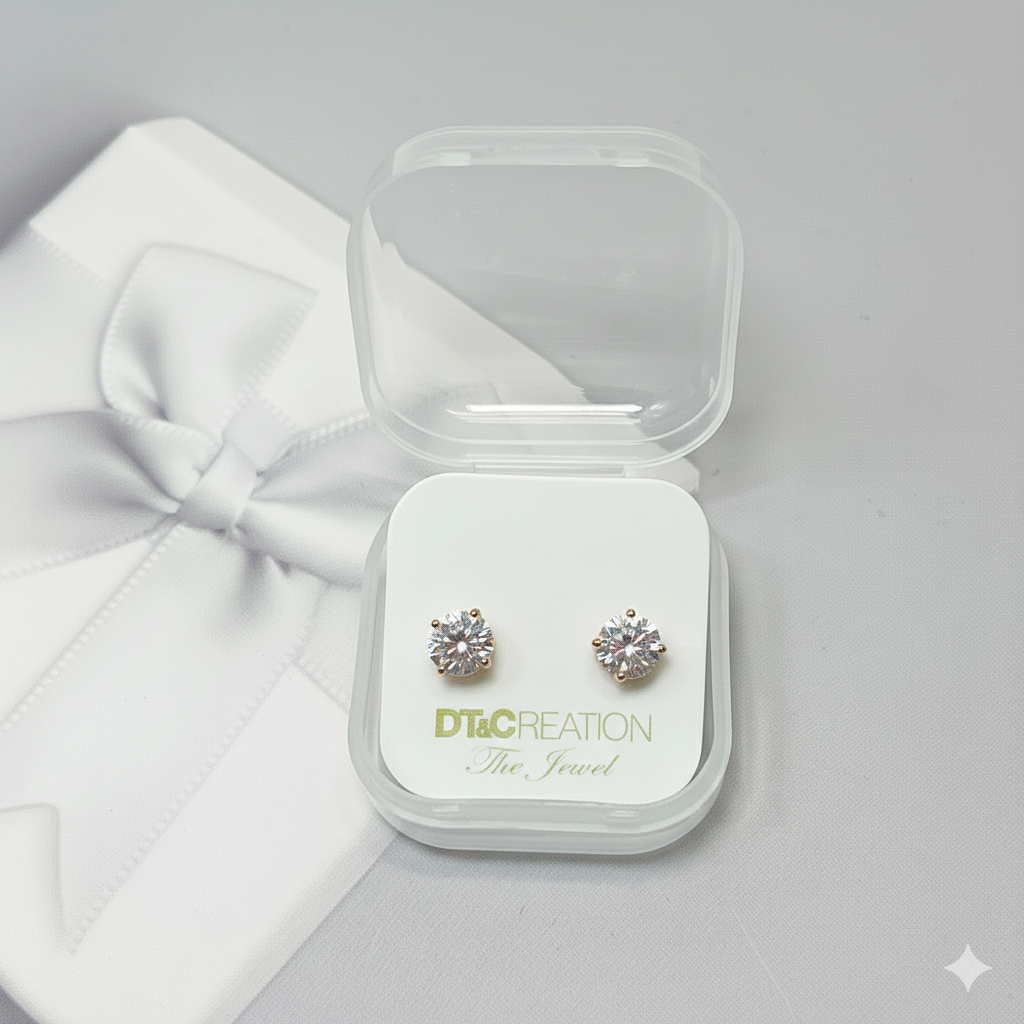 Pendientes brillantes de plata de ley 925 de DT&CREATION JEWEL - Oro rosa