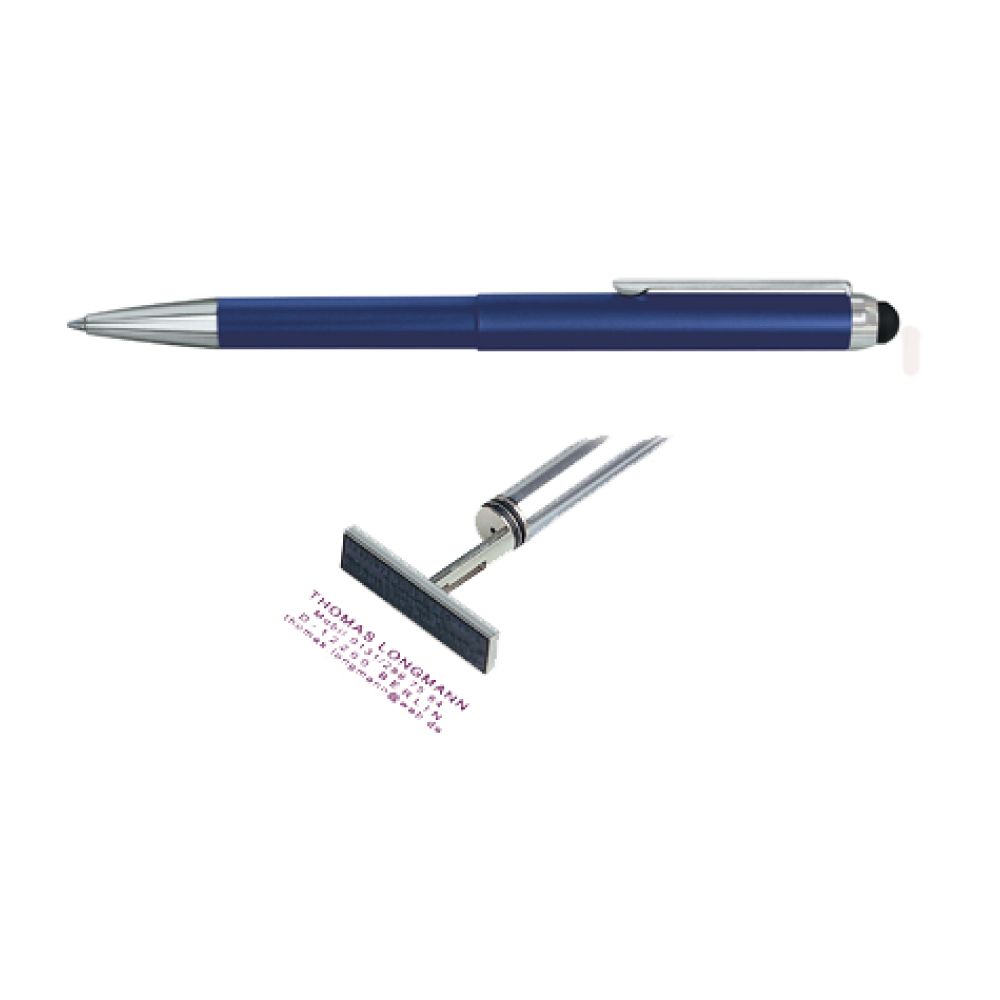 Bolígrafo con sello y bolígrafo inteligente HERI: bolígrafo táctil con sello personalizado (azul oscuro)