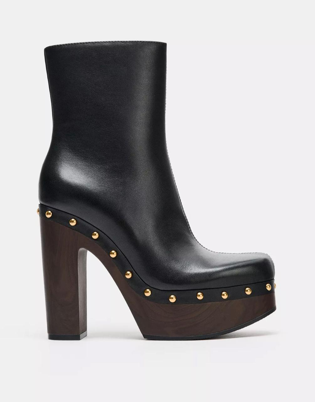 bota negra de cuero