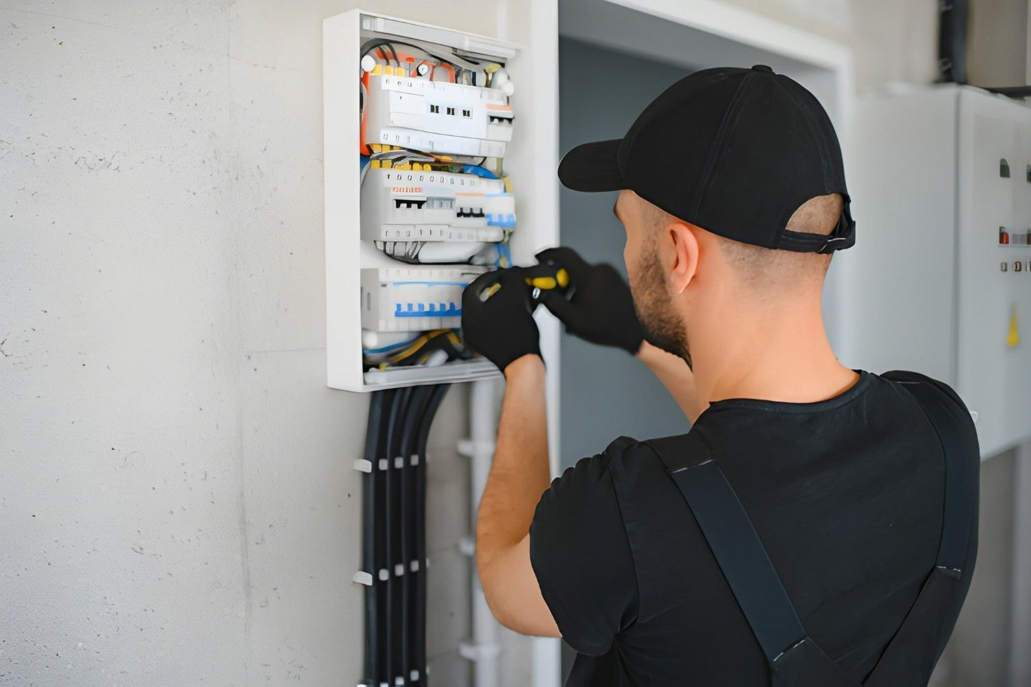 An Electrician Working on Electrical Panel — Careda Air in Berry, NSW 