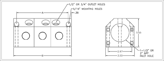 Typical Dimensioning for FB4 Port-to-Port Assemblies