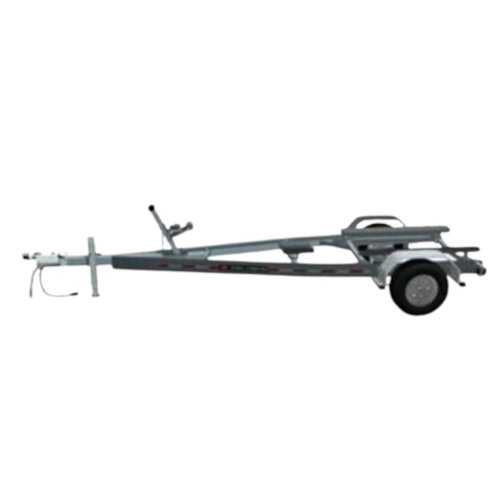 Silver boat trailer on a white background.