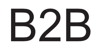 Schwarzer Text mit der Aufschrift „B2B“ auf weißem Hintergrund