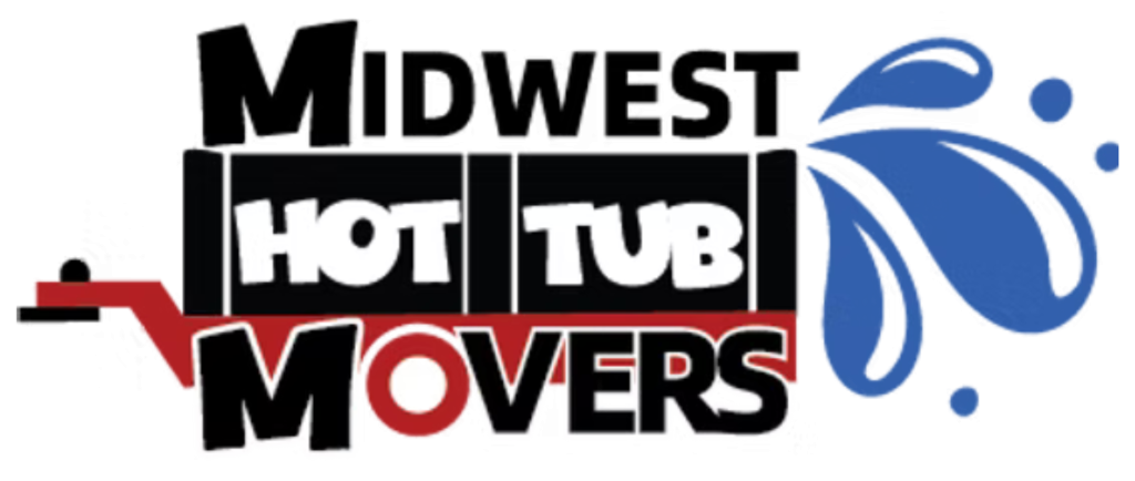 Midwest Hot Tub Movers logo with red moving truck and blue water splash