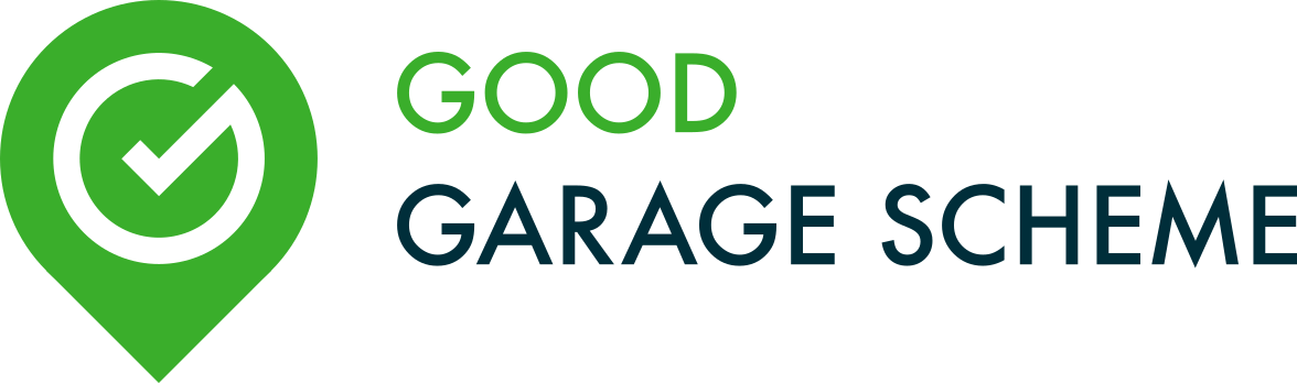 a logo for a good garage scheme with a check mark in a green circle .
