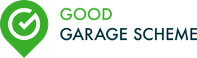 a logo for a good garage scheme with a check mark in a green circle .
