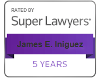 Super Lawyers badge: James E. Iniguez. Purple banner, 