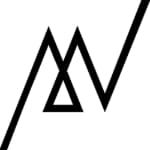 A black and white logo with a triangle in the middle.