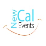 A logo for new cal events with a smile on it.