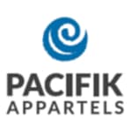 The logo for pacific appliances has a blue swirl in the middle.