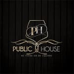 The logo for public house is on a black background.