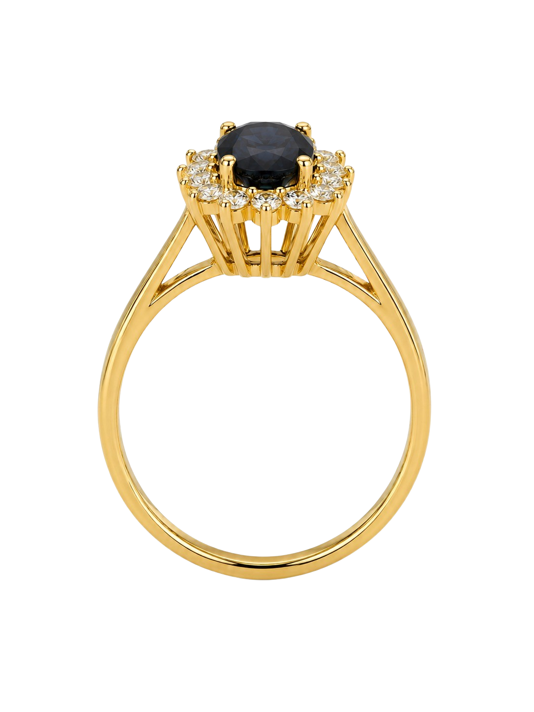 1.00ct Oval Sapphire & Diamond Halo Cocktail Ring 14K Yellow Gold