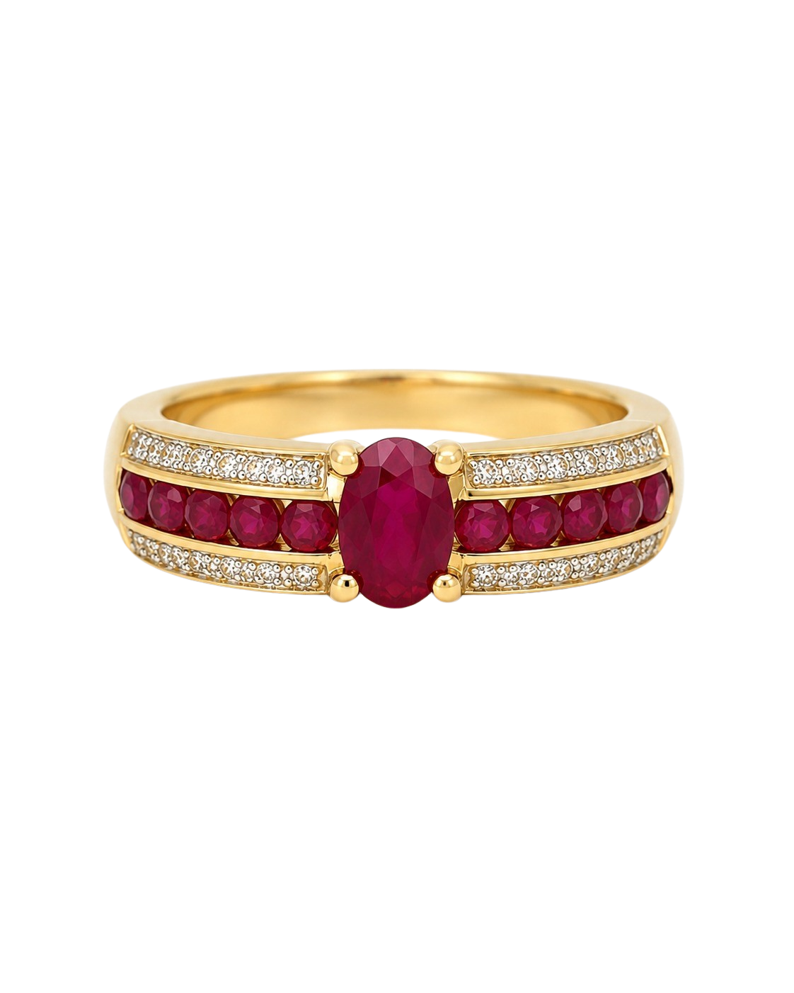 0.50ct Oval Ruby & Diamond Cocktail Ring 14K Yellow Gold