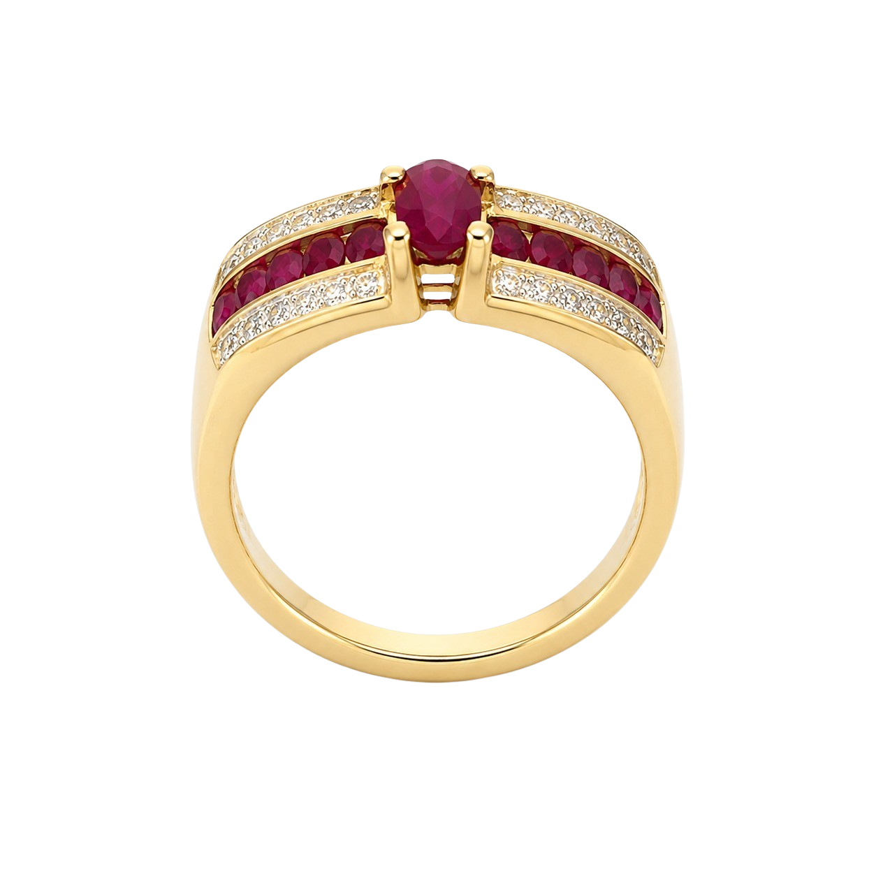 0.50ct Oval Ruby & Diamond Cocktail Ring 14K Yellow Gold