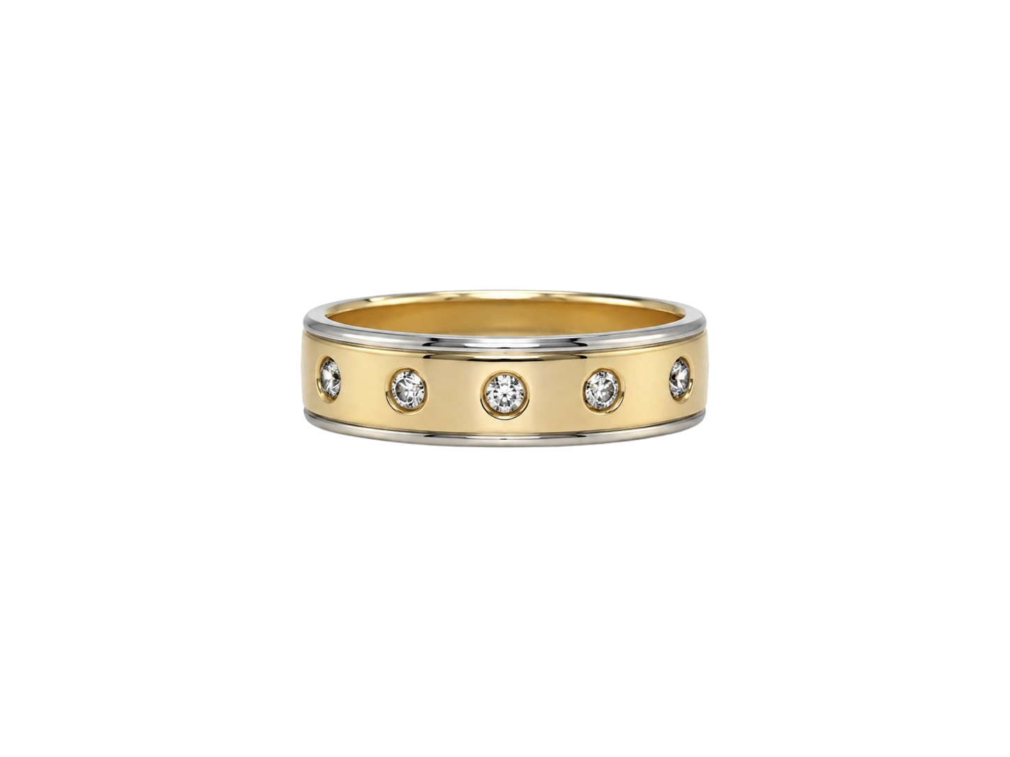 0.30ct Two-Tone Bezel-Set Diamond Men’s Band 14K Gold