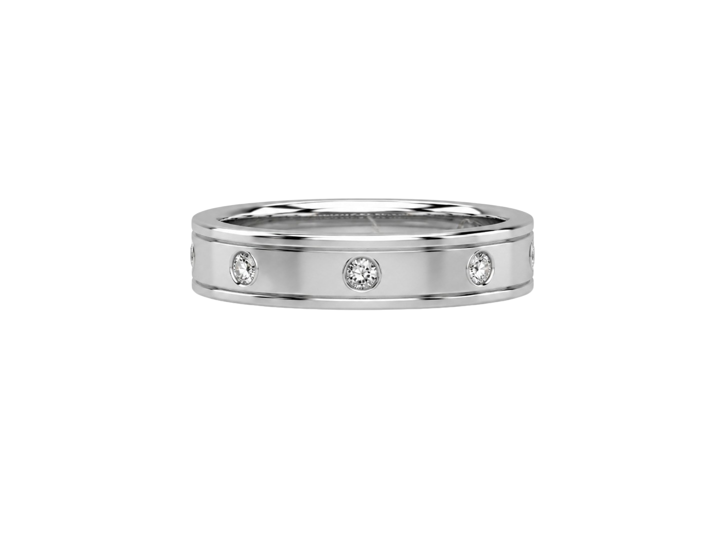0.25ct Bezel-Set Diamond Men's Band 14K White Gold