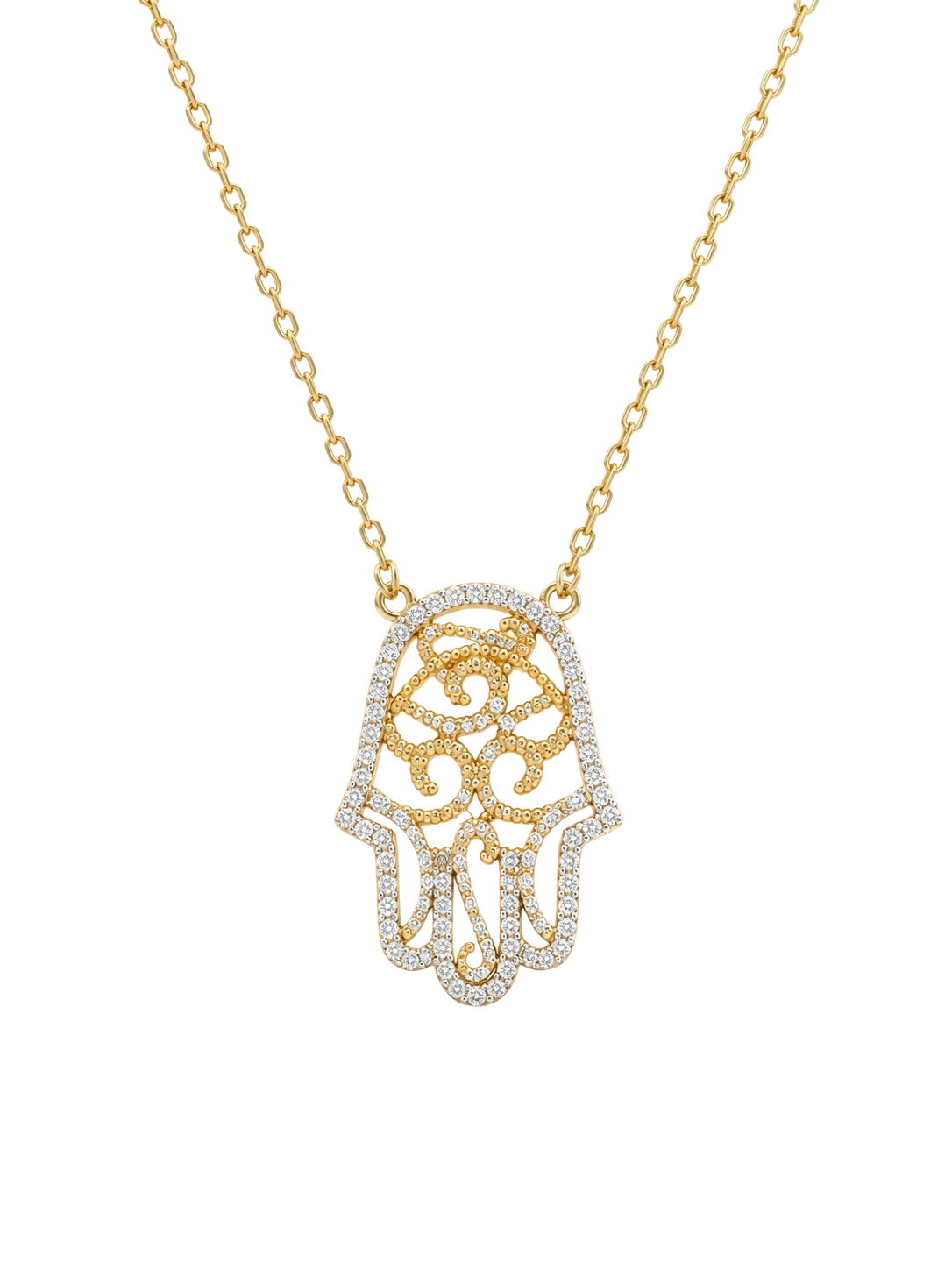 0.70ct Diamond Hamsa Necklace 18K Yellow Gold