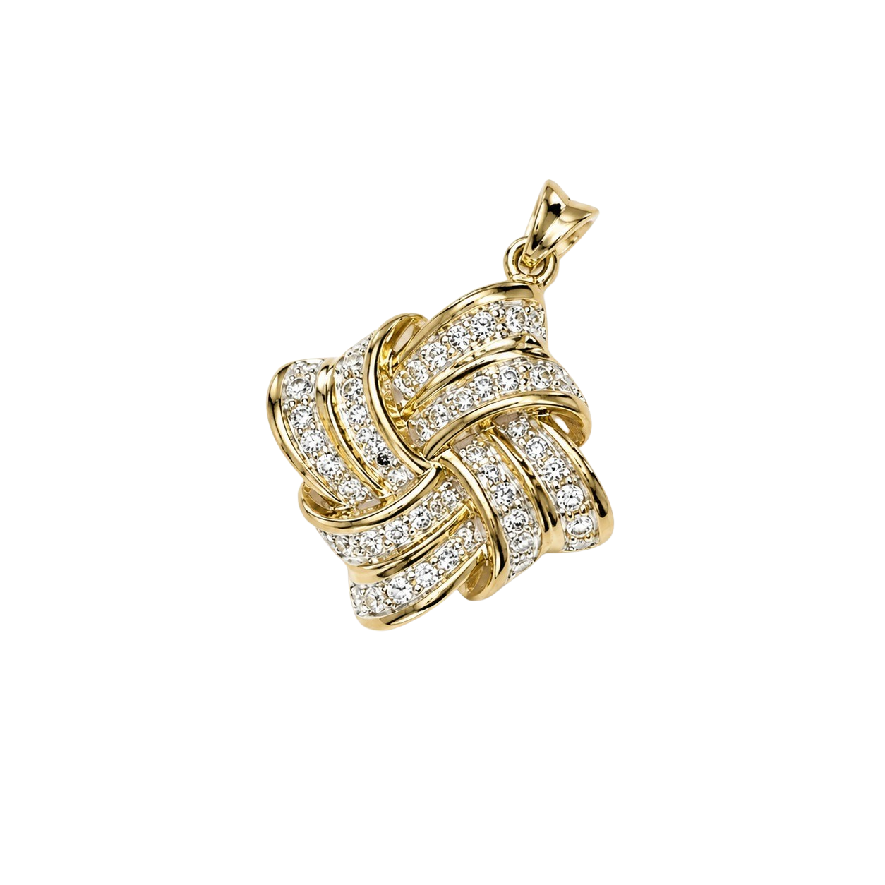 1.20ct Diamond Love Knot Necklace 10K Yellow Gold
