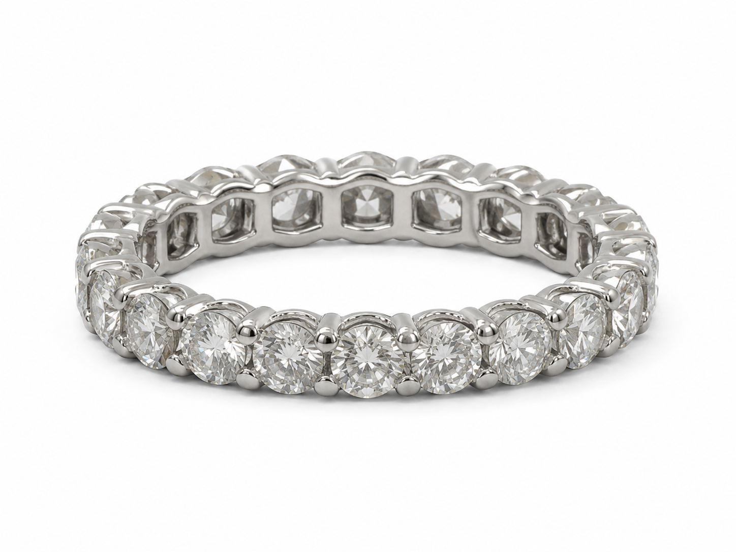 4.33ct Round Natural Diamond Eternity Band 18K White Gold
