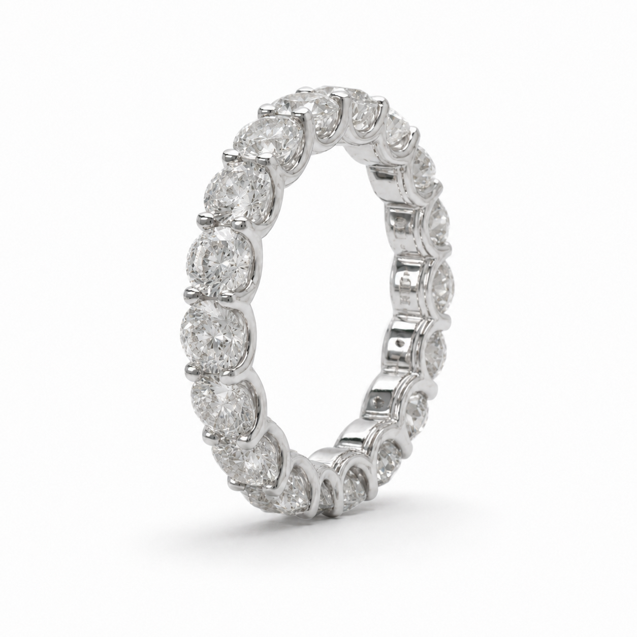 4.33ct Round Natural Diamond Eternity Band 18K White Gold