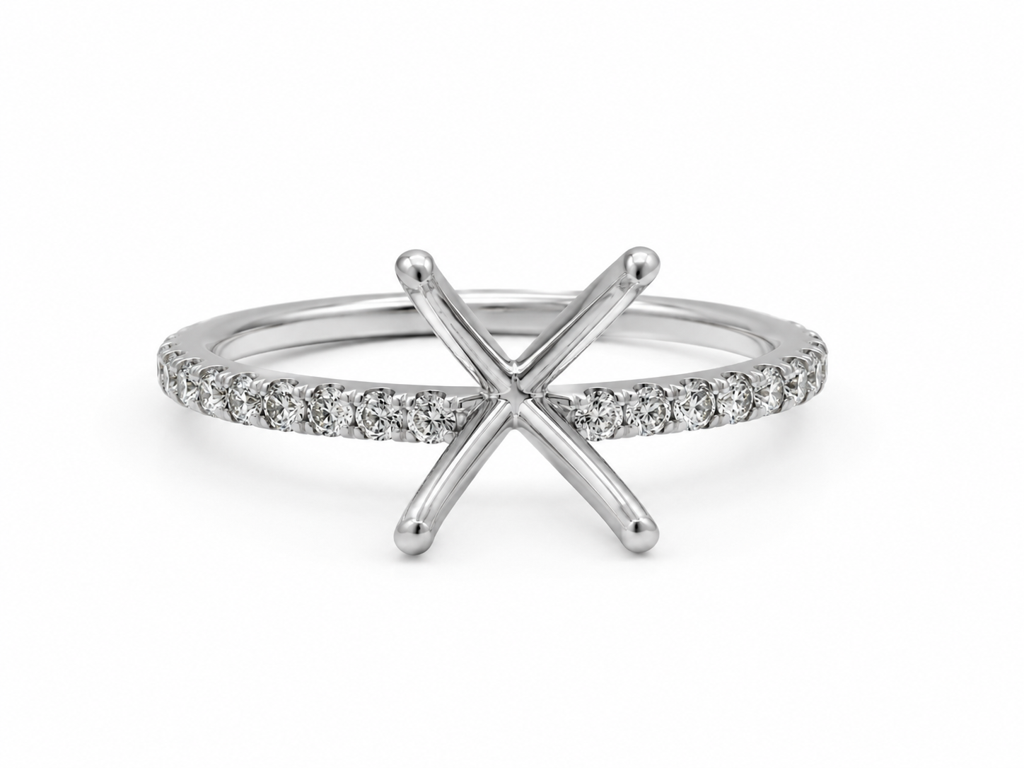 2.00ct Pavé Cathedral Engagement Ring Setting in 18K White Gold