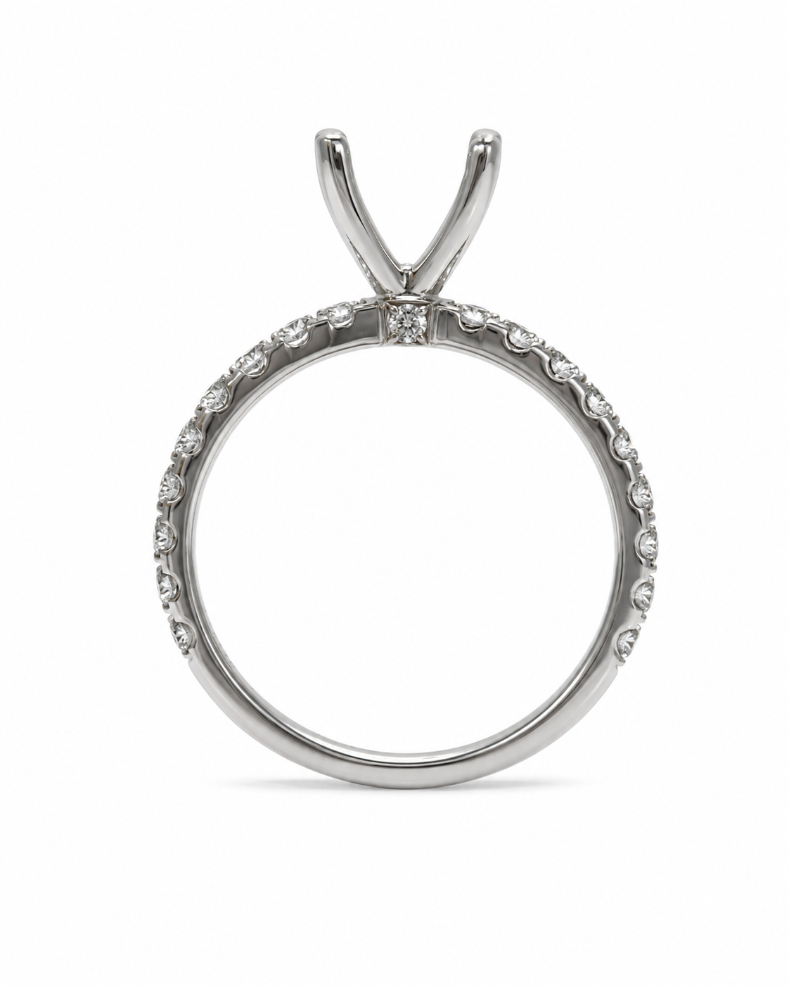 2.00ct Pavé Cathedral Engagement Ring Setting in 18K White Gold