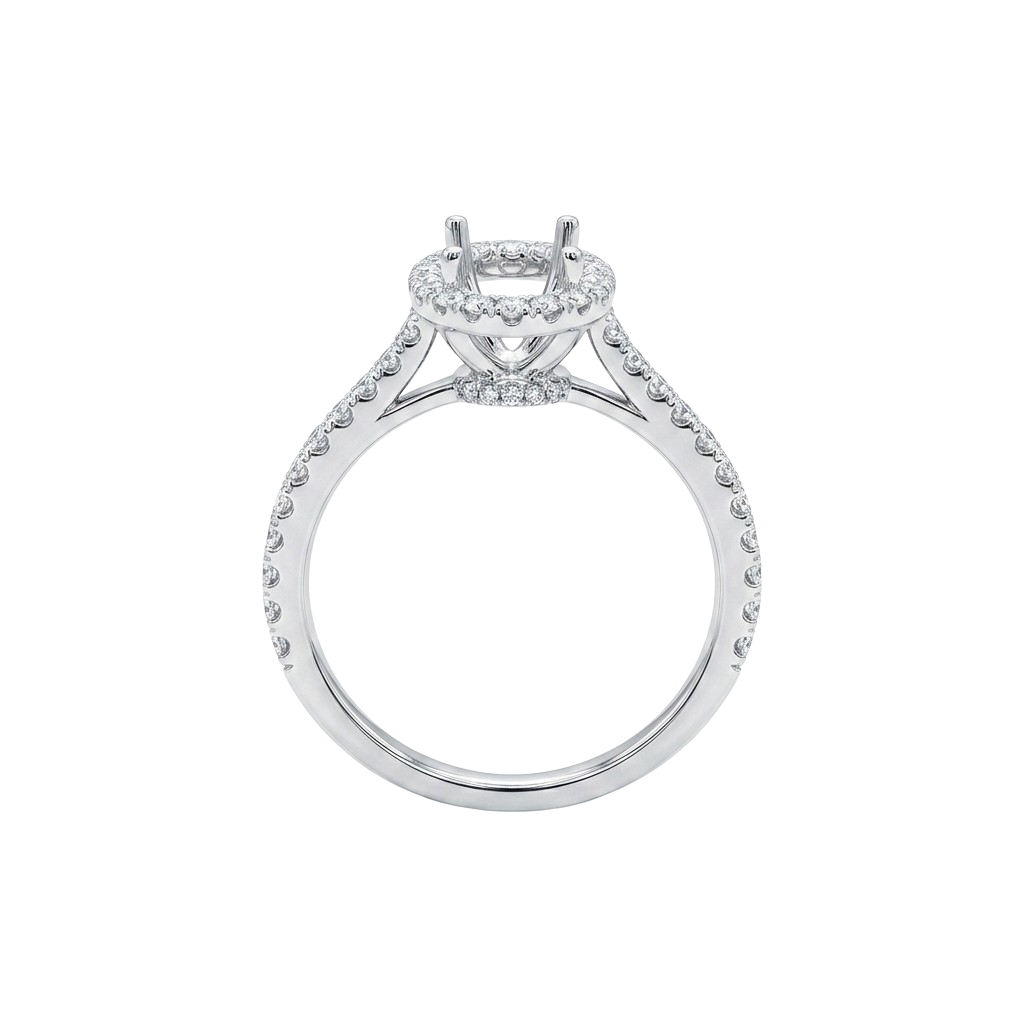 1.75ct Oval Hidden Halo Engagement Ring Setting 18K White Gold